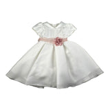 Bella Brilli Abito Cerimoniale Mezza Manica Tinta Unita con Cinturino per Bambina BB902564 BIANCO BELLA BRILLI 