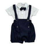Barcellino Completo 3 Pezzi Camicia-Salopette-Papillon per Neonato 120703 BIANCO/BLU BARCELLINO 