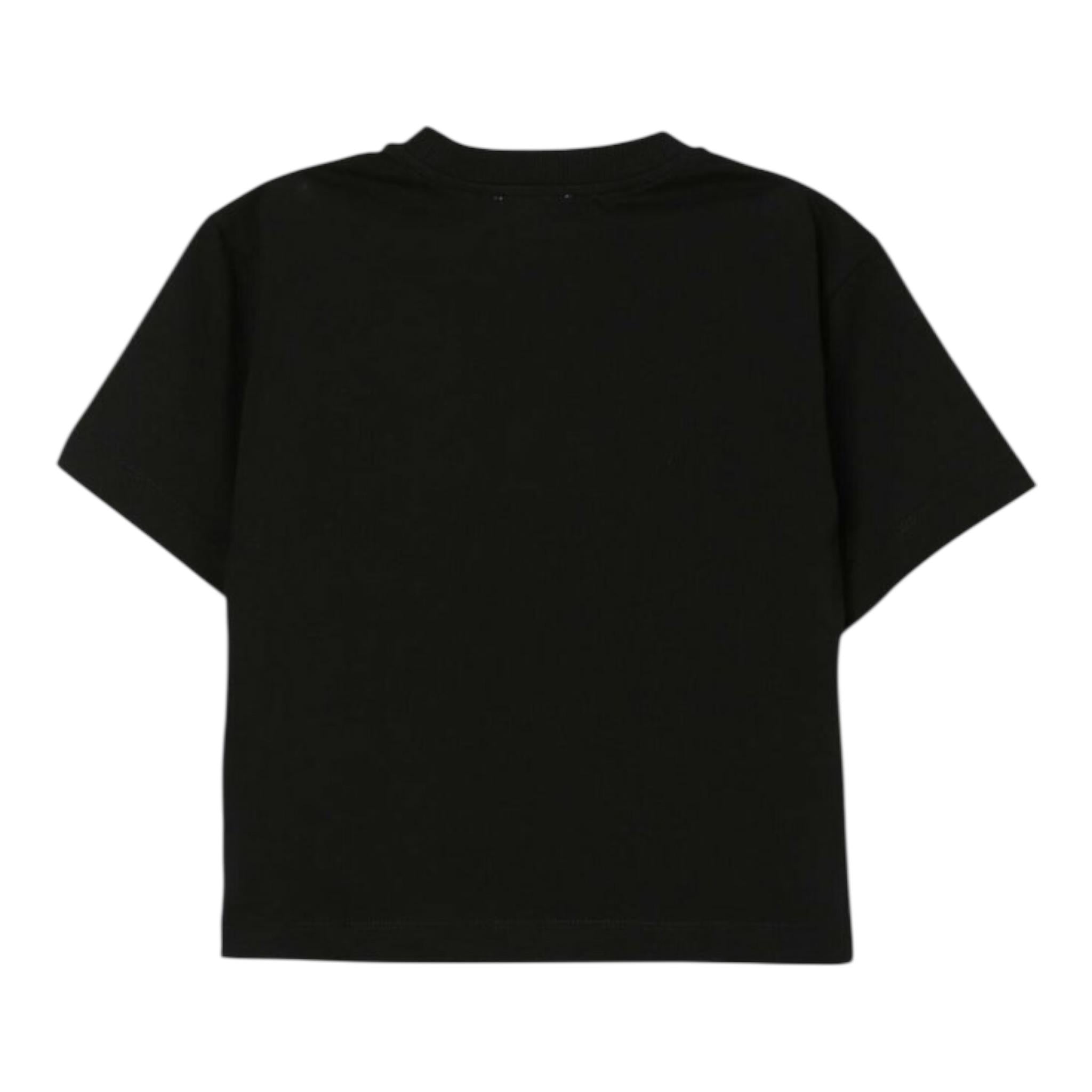 Moschino T-Shirt Girocollo tinta unita con Stampa Nero per Bambino HUM054 NERO MOSCHINO 