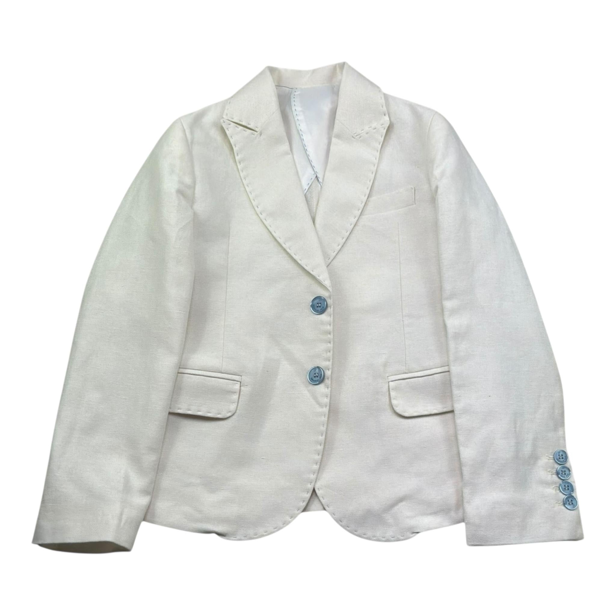 Emanuel Pris Giacca Tinta Unita Fantasia con Bottoni In Contrasto per Bambino EGC1112R PANNA EMANUEL PRIS 