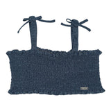 Liu Jo Solid Color Denim Top With Blue Straps For Girls