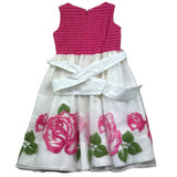 Monnalisa Abito Giromanica Tinta Unita con Stampe per Bambina 715921 BIANCO MONNALISA 