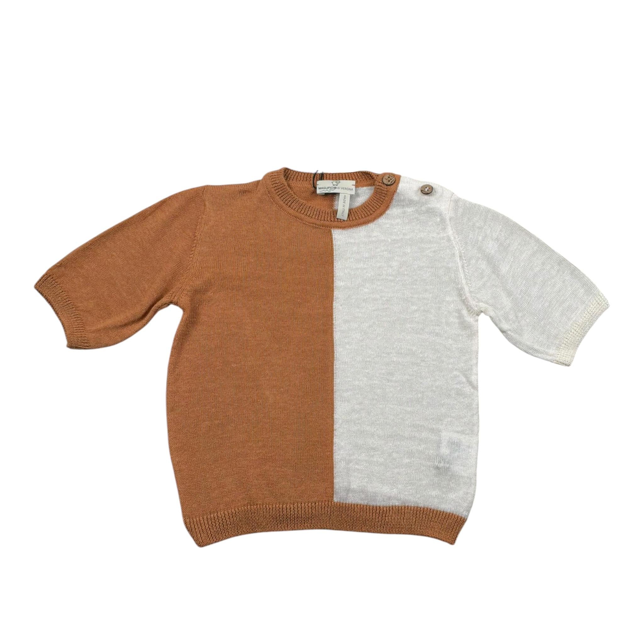 Maglifici di Verona T-Shirt In Filo Bicolore per Neonato 045358 BIANCO/MARRONE MAGLIFICI DI VERONA 