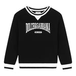 DOLCE & GABBANA felpa tinta unita gircocollo con profili in contrasto Nero per Bambino L4JWKR NERO DOLCE & GABBANA 