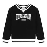 DOLCE & GABBANA felpa tinta unita gircocollo con profili in contrasto Nero per Bambino L4JWKR NERO DOLCE & GABBANA 