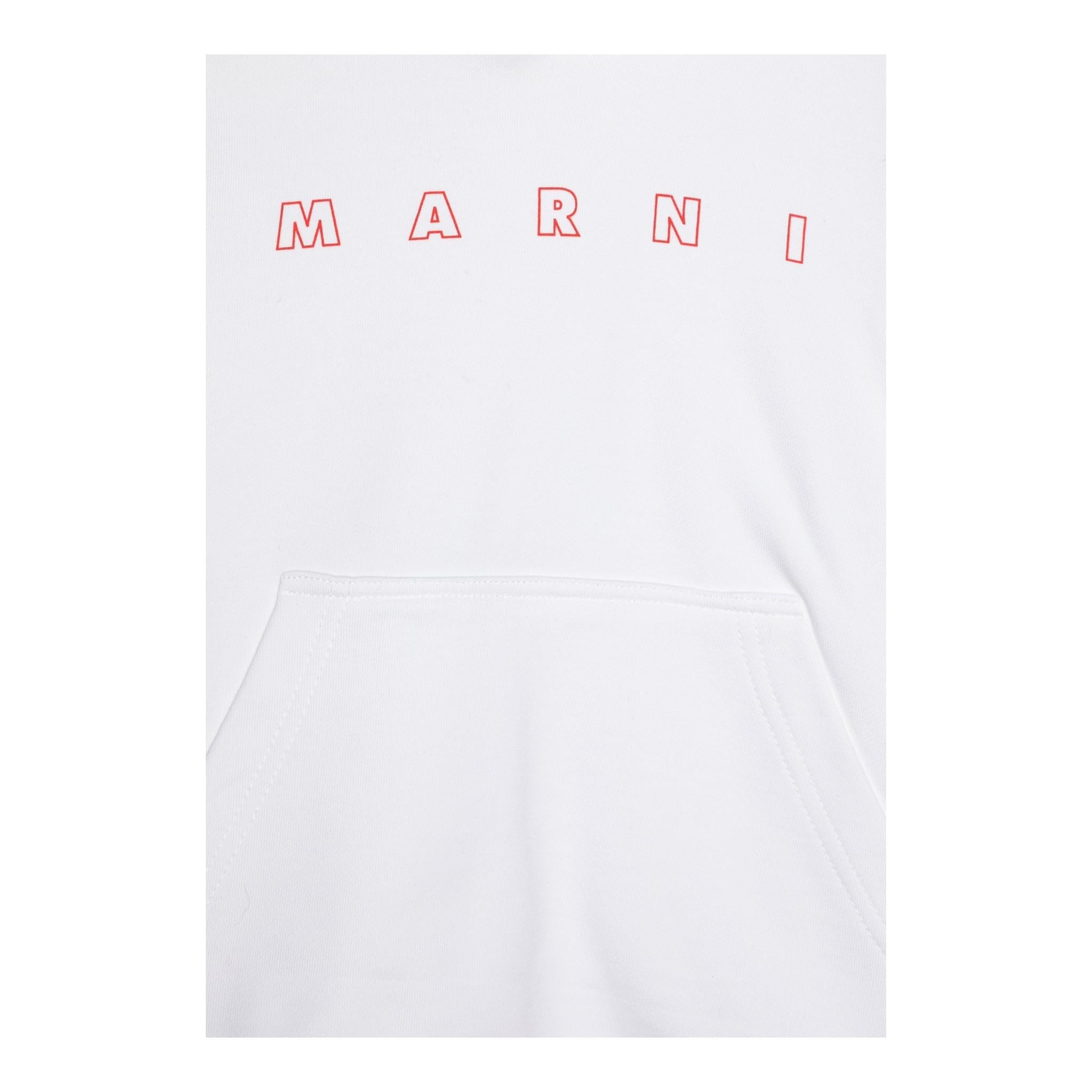 Marni Felpa Chiusa con Cappuccio Tinta Unita con Logo per Bambino M01407 BIANCO MARNI 