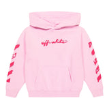 Off-White Solid Color Logo Hoodie Pink For Girls