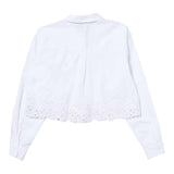 Ermanno Scervino Long Sleeve Shirt Solid Color Short Model With Embroidery White For Girls