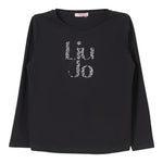 LIU JO shirt girocollo tinta unita con stampa e applicazioni Nero per Bambina GF4093XX NERO LIU JO 