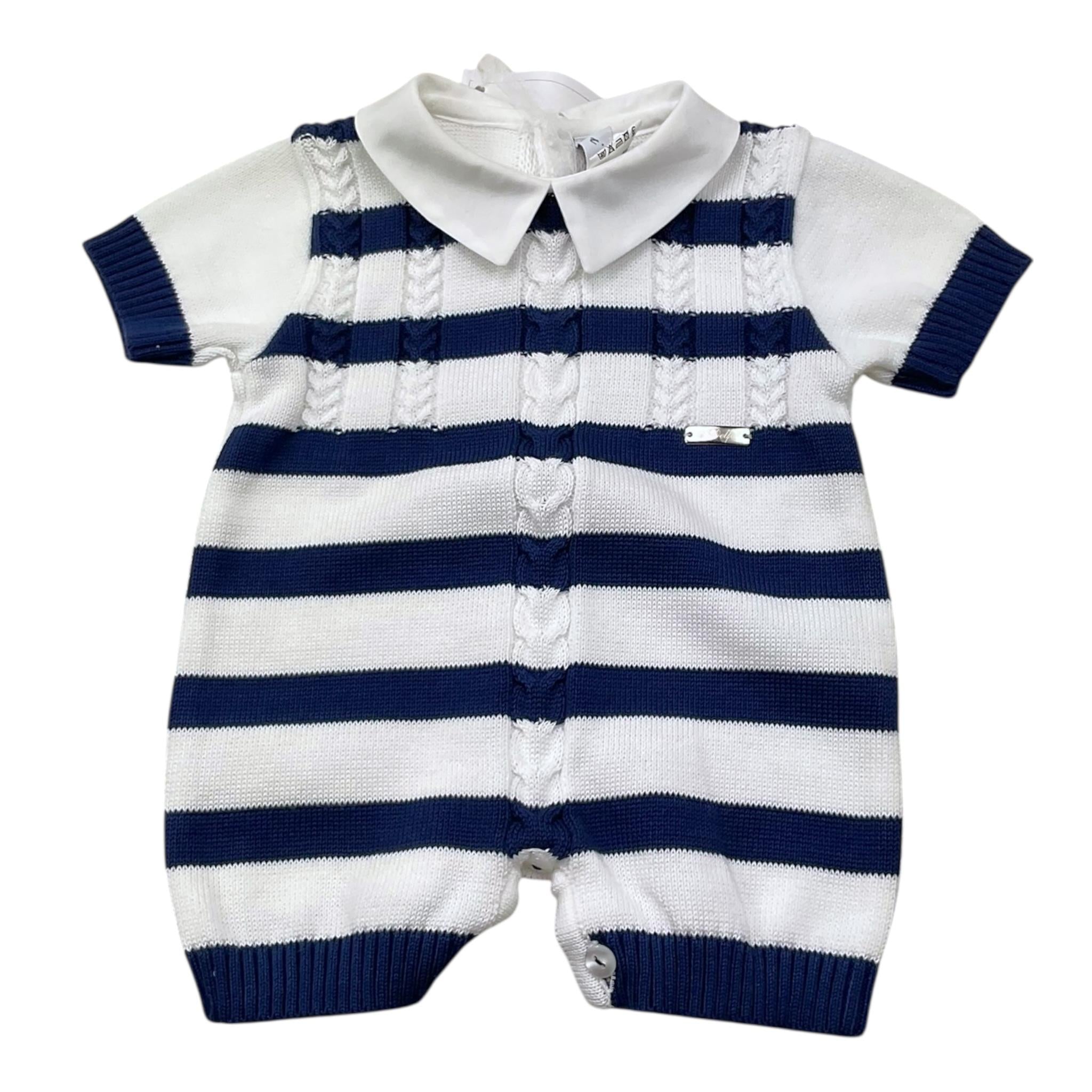 I Delfi Pagliaccetto Bicolore con Fantasia A Righe per Neonato 25P5398 BIANCO/BLU I DELFI 