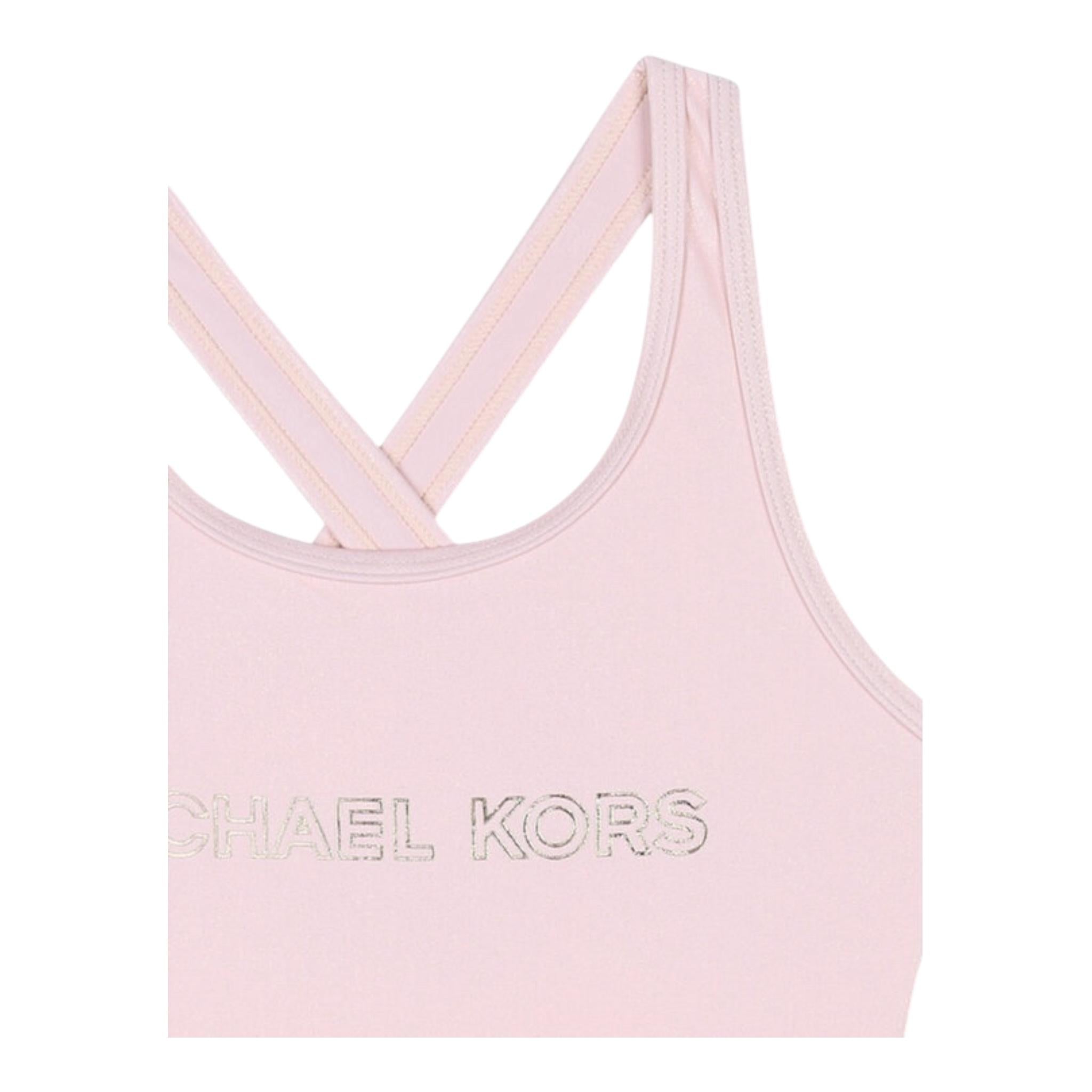 Michael Kors Costume Intero Tinta Unita con Stampa per Bambina R30302 ROSA MICHAEL KORS 