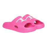 Diesel Solid Color Rubber Slipper With Neon Pink Logo For Girls