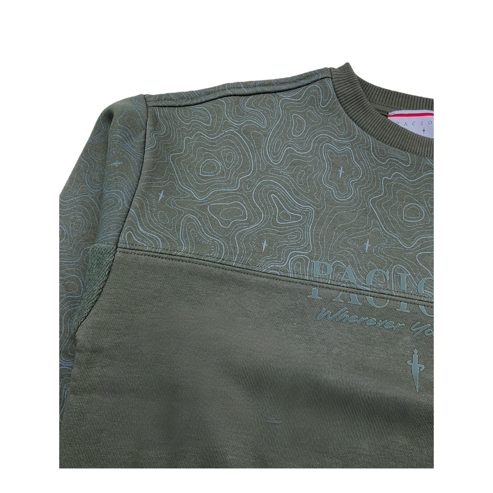 CESARE PACIOTTI felpa chiusa girocollo tinta unita con stampa logo Verde per Bambino MFP5354J VERDE CESARE PACIOTTI 