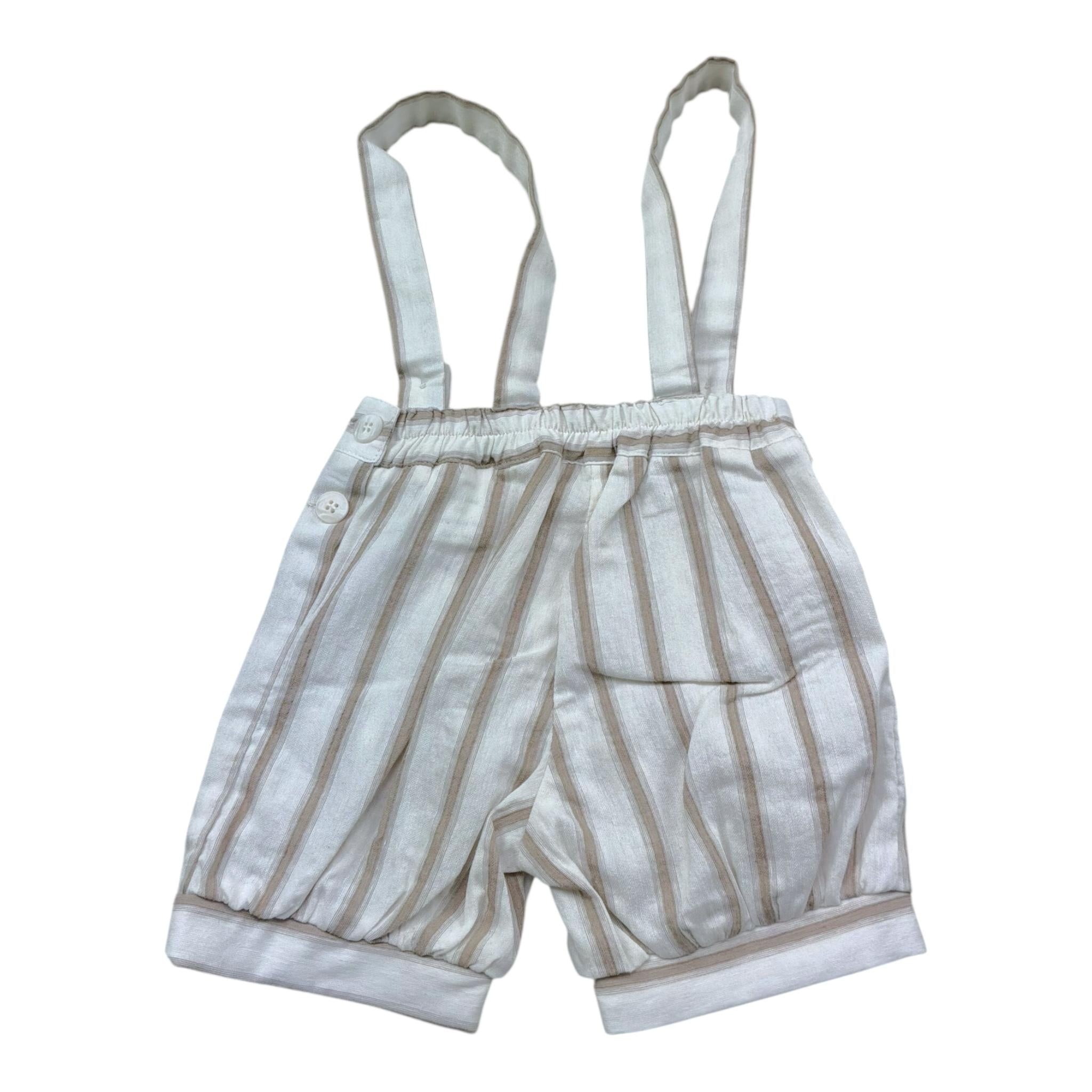 Manuel & Frank Salopette Tinta Unita con Fantasia A Righe per Neonato MF2483I BIANCO/BEIGE MANUEL & FRANK 