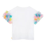 Billieblush T-Shirt Giocollo Tinta Unita con Maniche In Contrasto E Tulle per Bambina U20927XX BIANCO BillIEBLUSH 