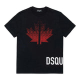 DSQUARED2 t-shirts girocollo tinta unita con stampa in contrasto Nero per Bambino DQ2537 NERO DSQUARED2 