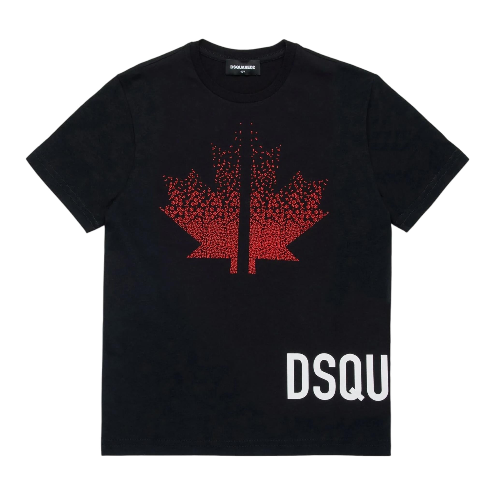 DSQUARED2 t-shirts girocollo tinta unita con stampa in contrasto Nero per Bambino DQ2537 NERO DSQUARED2 
