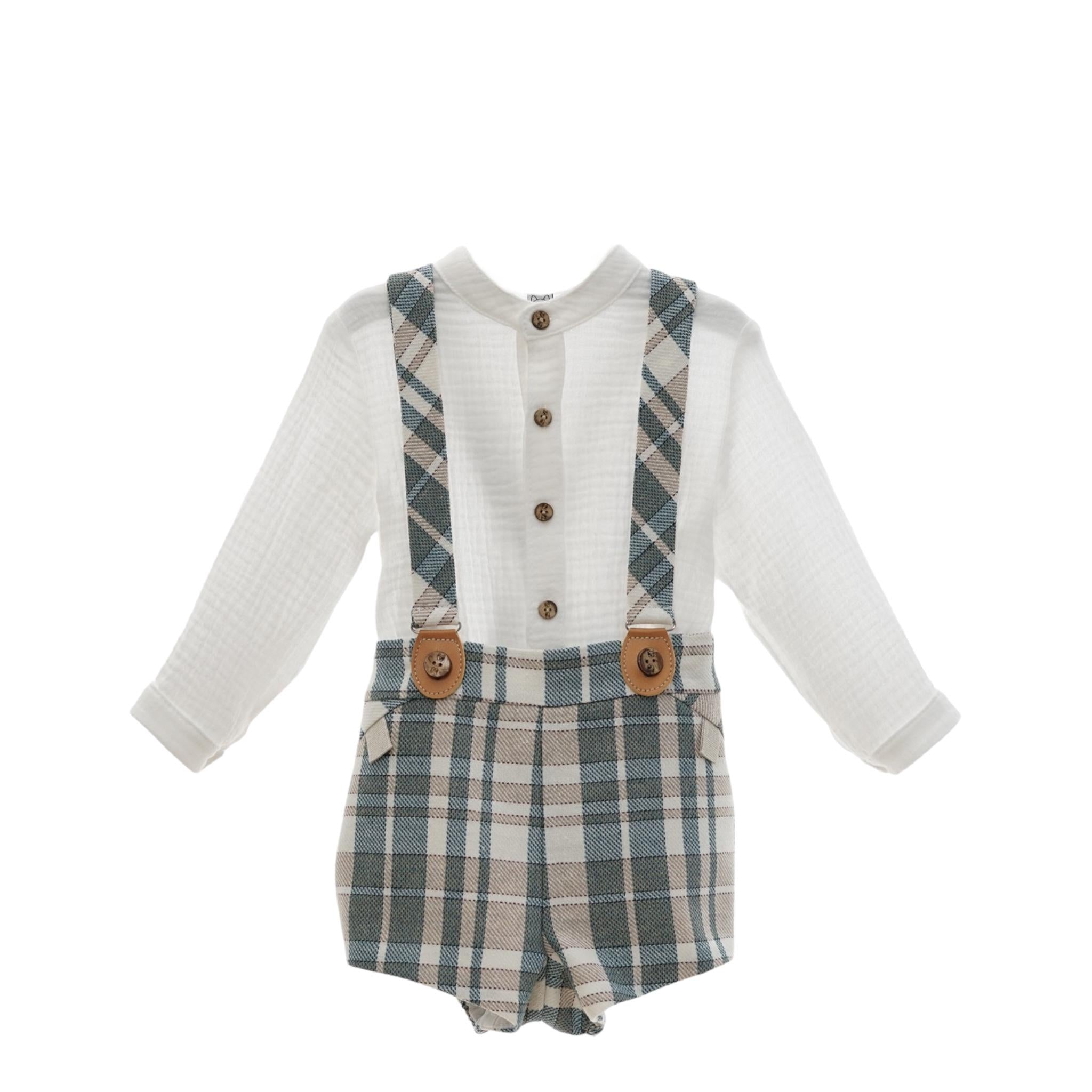 MARTA Y PAULA completo bicolore 2pz camicia-salopettes Bianco per Bambino 1859 BIANCO MARTA Y PAULA 