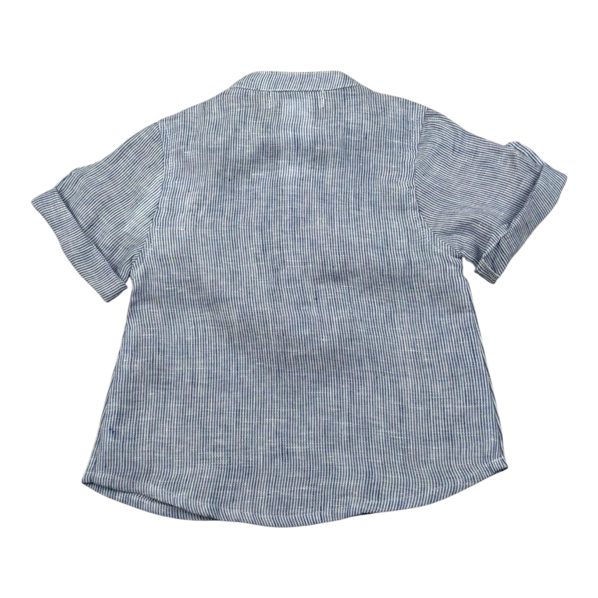 Malvi & Co Camicia Mezza Manica tinta unita con Fantasia A Righe Azzurro per Neonato S25B214CALR AZZURRO MALVI & CO 