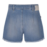 Odi Et Amo Solid Color Denim Shorts With Light Blue Appliques For Girls