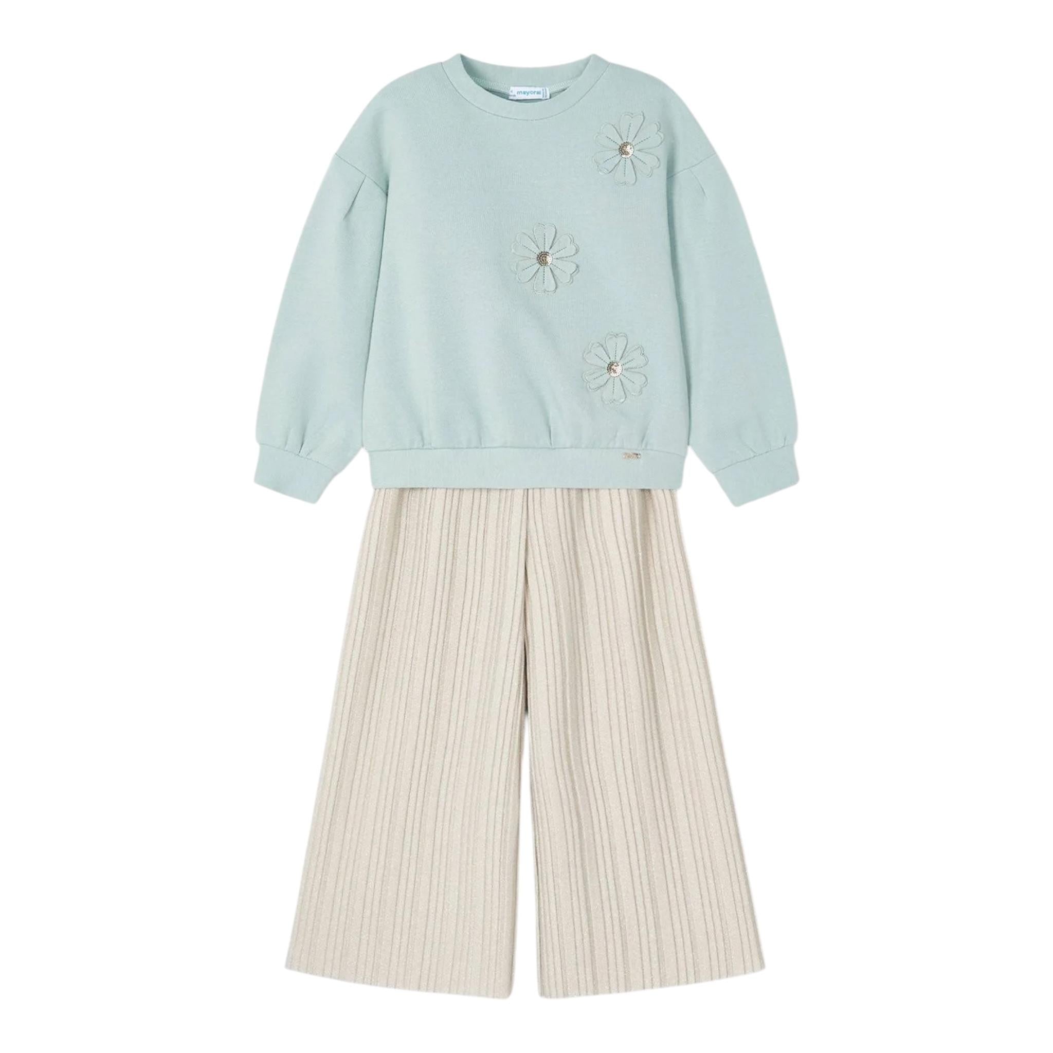 MAYORAL completo 2 pezzi felpa-pantalone bicolore Verde/beige per Bambina 4551 VERDE/BEIGE MAYORAL 