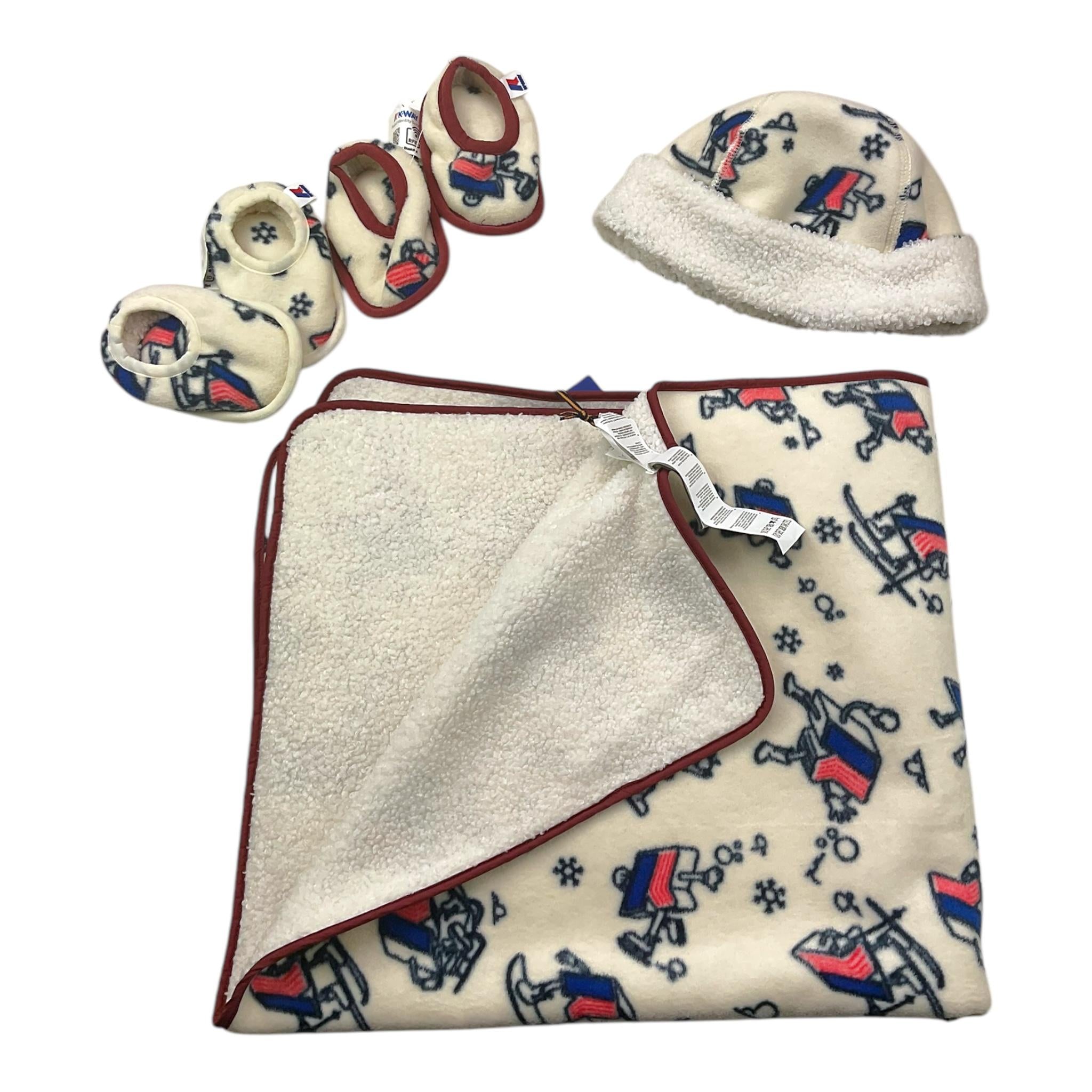 K-WAY set 4pz 2xbabbucce-cappello-coperta tinta unita con stampa Panna per Neonato K3123RWW PANNA K-WAY 