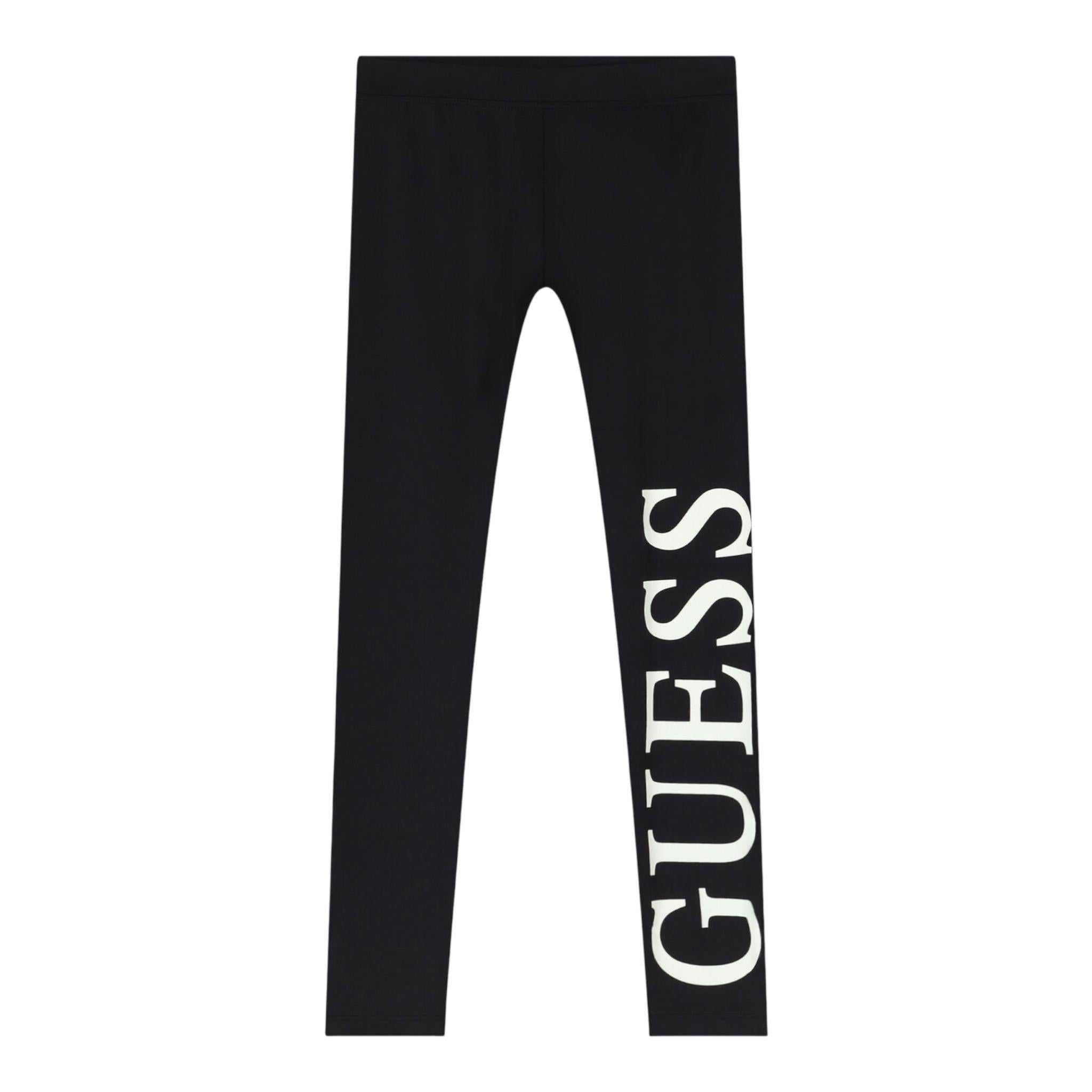 GUESS leggins tinta unita con stampa logo Nero per Bambina J3YB00KBSV0 NERO GUESS 