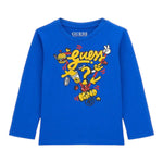 GUESS shirt girocollo tinta unita con stampa Cobalto per Bambino N4YI13K8HM4X COBALTO GUESS 