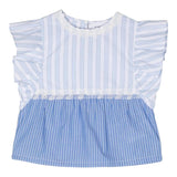 Ermanno Scervino Light Blue Striped Half Sleeve Shirt For Girls