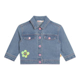 Billieblush Baby Girl Solid Color Denim Jacket With Light Blue Print