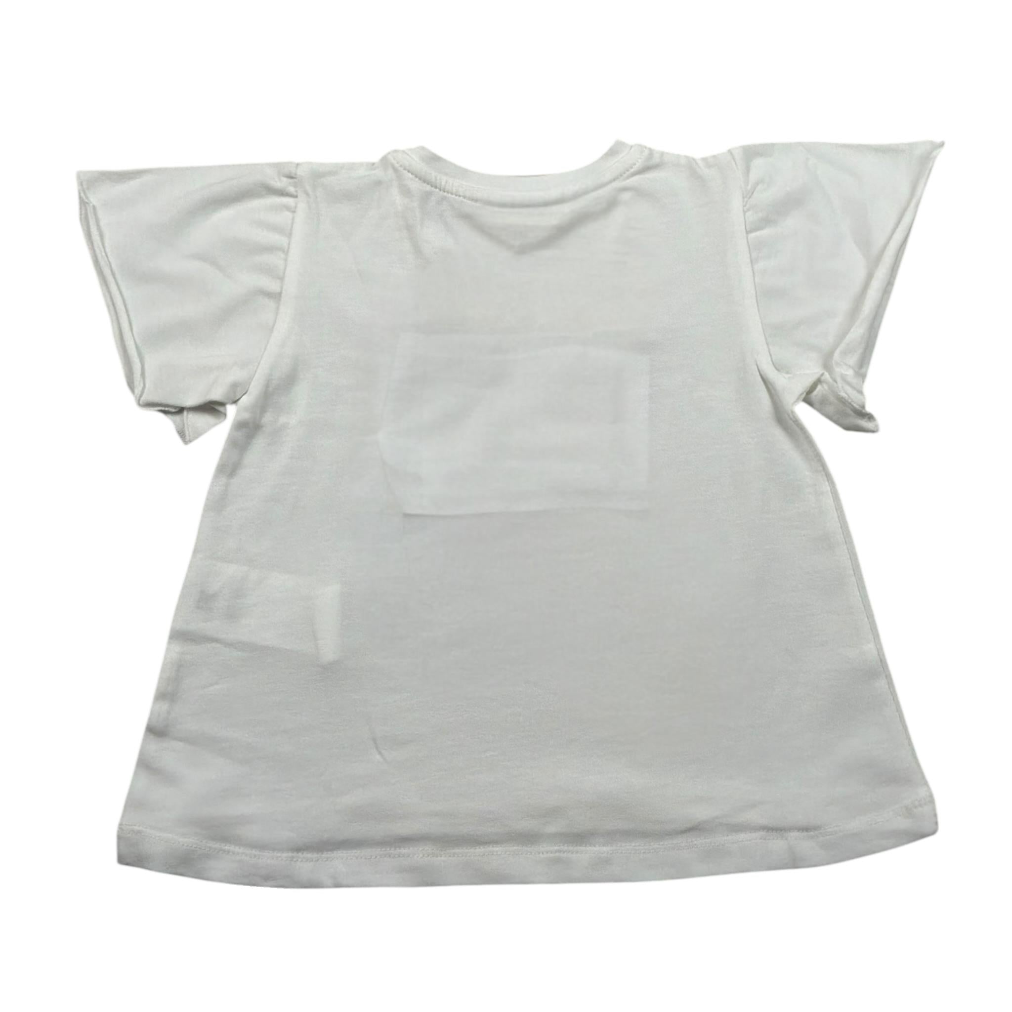 M+E' T-Shirt Girocollo Tinta Unita con Stampa per Bambina UE1276J BIANCO M+E' 