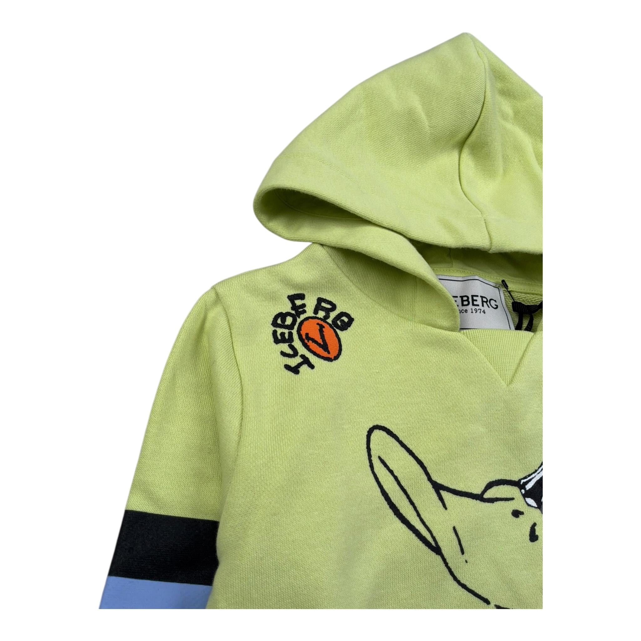 Iceberg Felpa Chiusa con Cappuccio Tinta Unita con Stampa per Neonato MFICE5102BN VERDE ICEBERG 