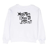 Calvin Klein Crewneck Sweatshirt Solid Color with Print White for Boys