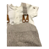 Le Coconne Two-Tone Romper Striped Pattern White/Beige For Newborn