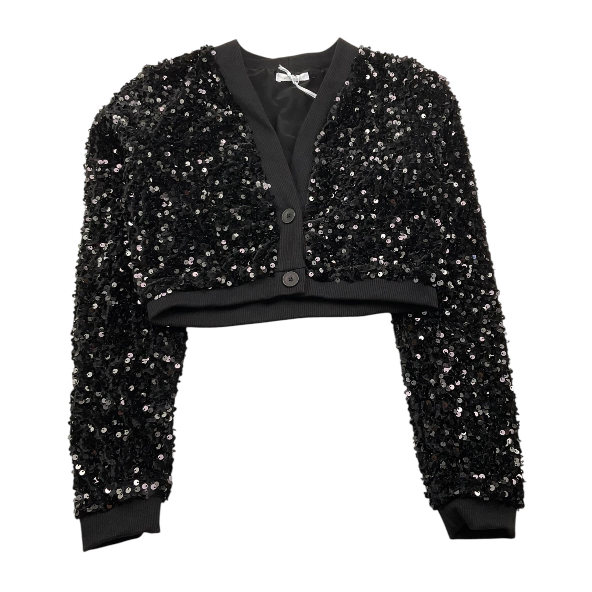 LU LU BY MISS GRANT felpa con bottoni tinta unita paillettata Nero per Bambina LL3051 NERO LU LU BY MISS GRANT 