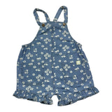 Losan Baby Girl Solid Color Denim Overalls with Blue Floral Print