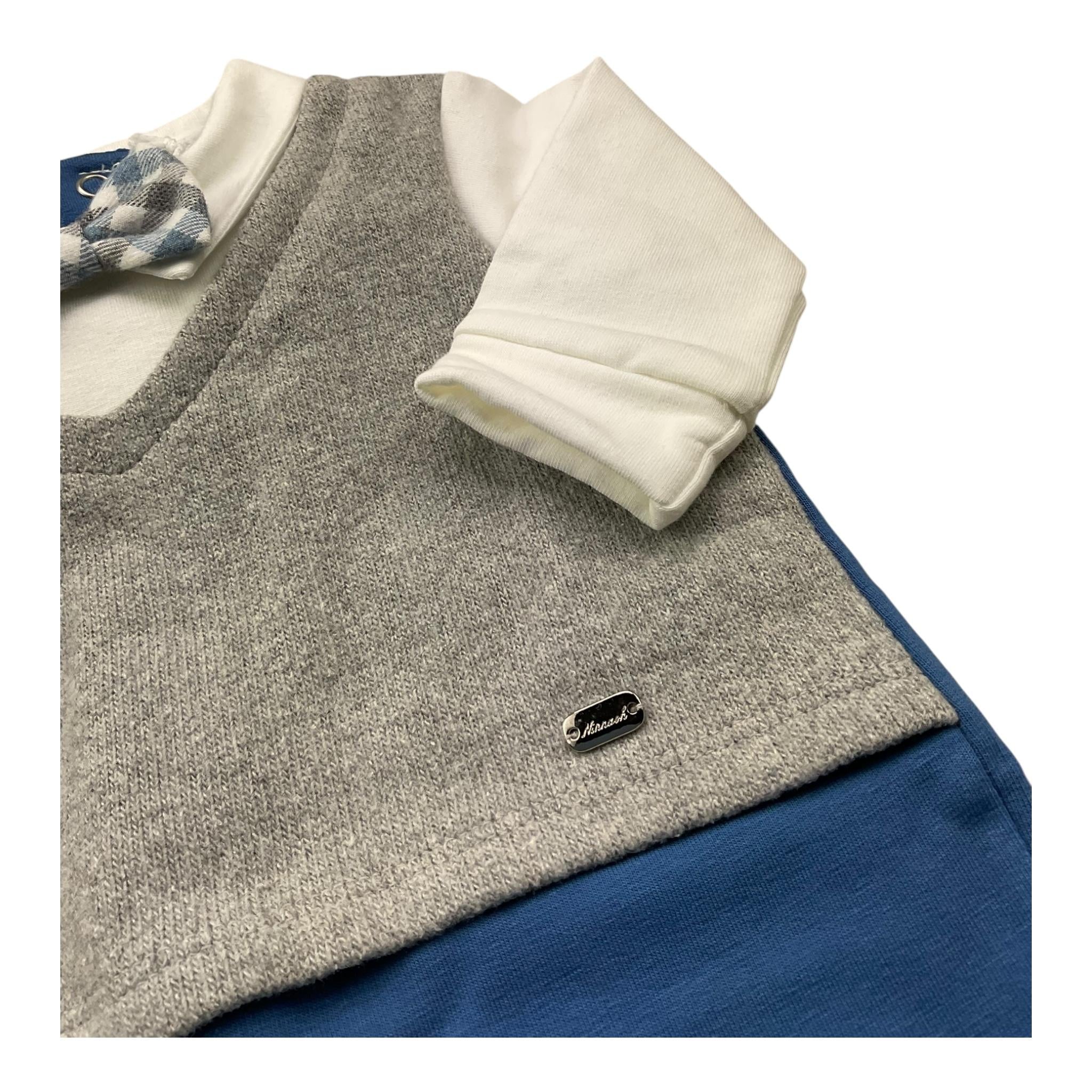 NINNAOH tutina tricolore con papillions integrato Bianco per Neonato I23220T BIANCO NINNAOH 