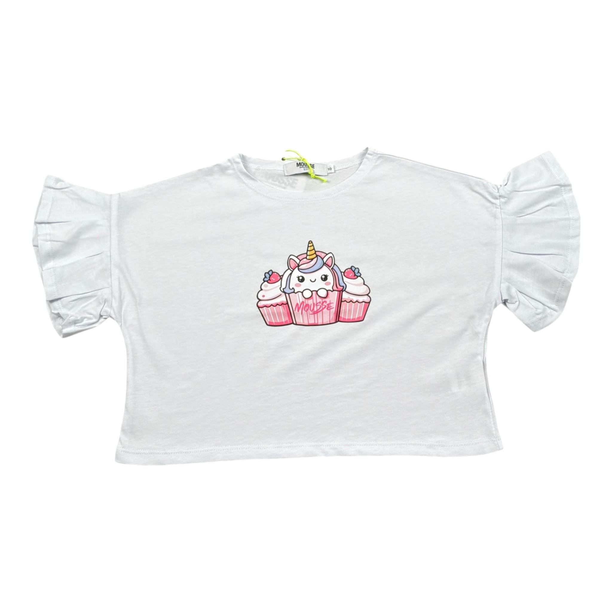 Mousse T-Shirt Girocollo Tinta Unita con Stampa per Neonata UNILEOON BIANCO MOUSSE 
