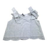 Little Ludo Top Solid Color Perforated Pattern White San Gallo Lace For Girls