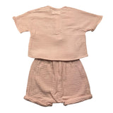 Teddy E Minou Complete T-Shirt-Bermuda Solid Color Pink For Baby Girl