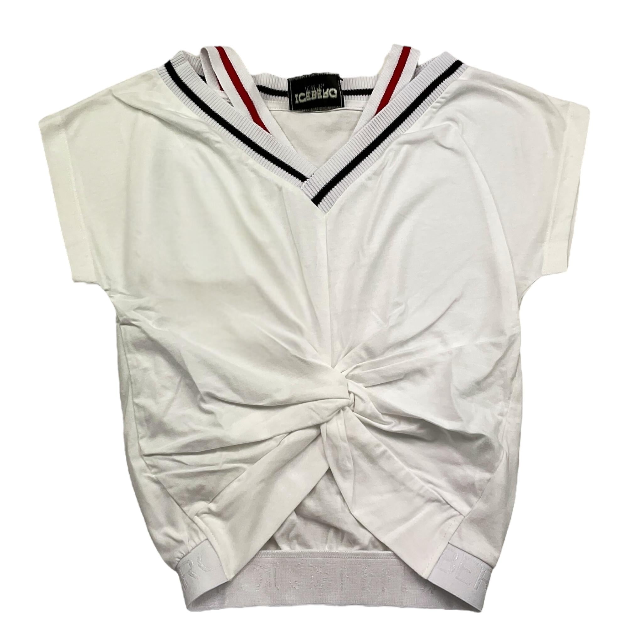 Iceberg T-Shirt Scollo A V Tinta Unita per Bambina TSICE4162J BIANCO ICEBERG 