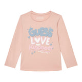 GUESS shirt girocollo tinta unita con stampa in contrasto Rosa per Neonata A4BI03J1314X ROSA GUESS 
