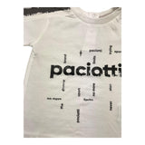 Cesare Paciotti Solid Color Crew Neck T-Shirt with White Logo Print for Newborns