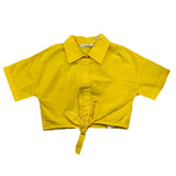 M+E' Plain Half Sleeve Shirt with Yellow Back Hole for Girls