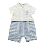 Le Bebe' Pagliaccetto Bicolore Mezza Manica Bianco/Azzurro per Neonato LBB1128 BIANCO/AZZURRO LE BEBE' 
