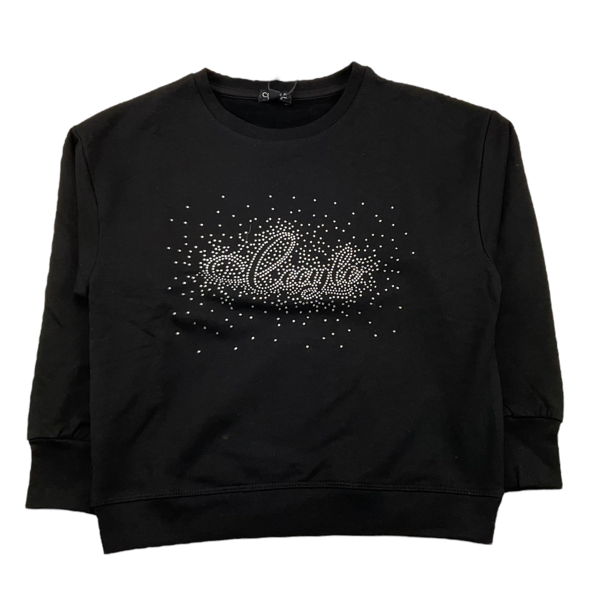 CECYLE felpa chiusa girocollo tinta unita con brillantini Nero per Bambina BY1859 NERO CECYLE 