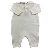 Little Bear Long Sleeve Onesie Solid Color With Contrast Embroidery White For Baby Girl