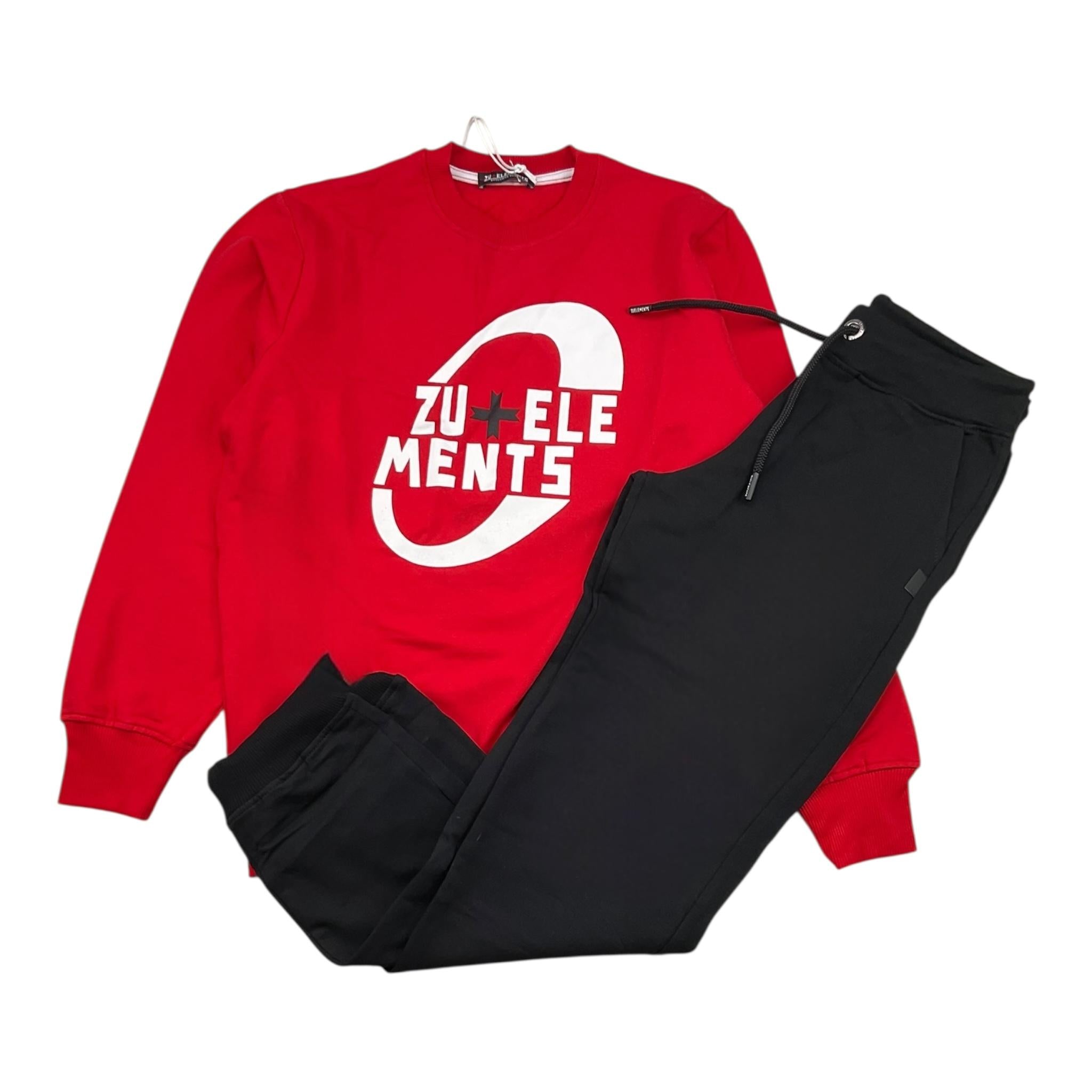 ZU+ELEMENTS completo 2pz felpa-pantalone tinta unita Rosso/nero per Bambino ZU1717 ROSSO/NERO ZU+ELEMENTS 