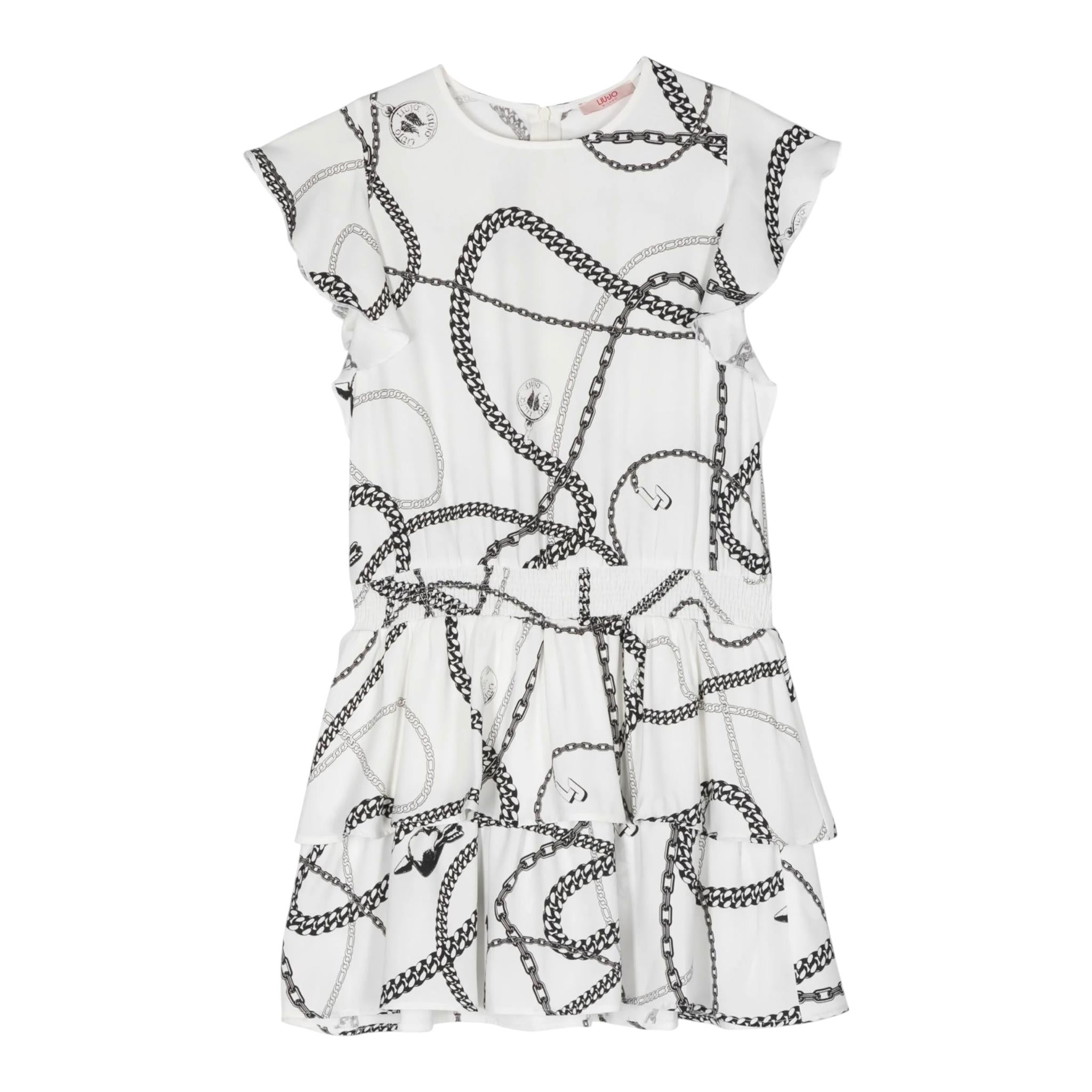 Liu Jo Abito Mezza Manica Tinta Unita con Stampe per Bambina GA3163 BIANCO LIU JO 