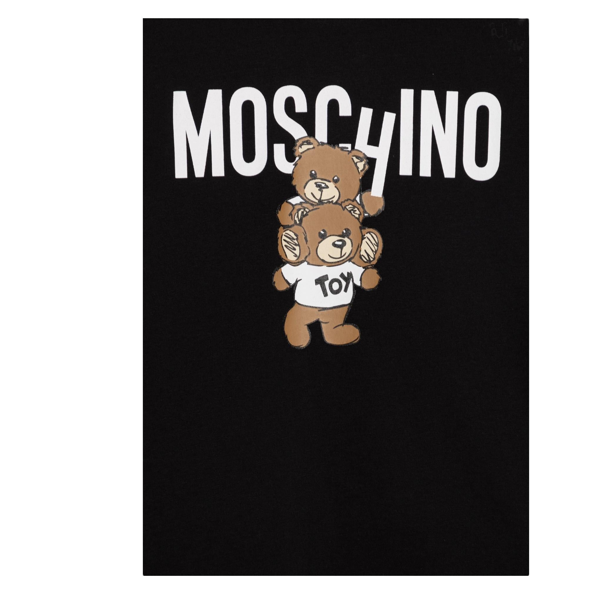 MOSCHINO shirt girocollo tinta unita con stampa in contrasto Nero per Bambina HUO00W NERO MOSCHINO 